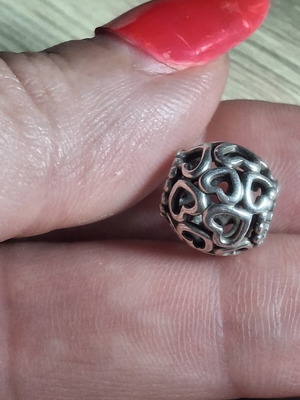 Pandora charm with hearts, silver