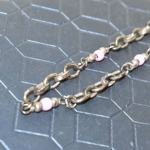Vintage silver 925 bracelet with pink beads used
