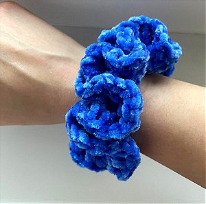 Handmade Blue Scrunchie - Μπλε Λαστιχάκι Μαλλιών