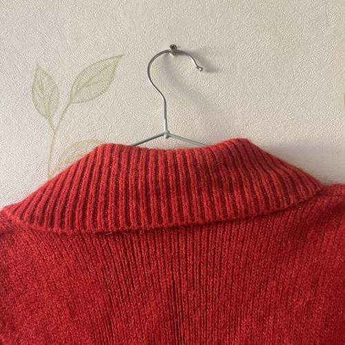 A-Style red women's cardigan with large front button, new
