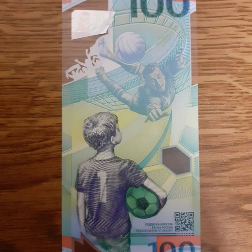 Russia 100 Rubles 2018 FIFA Cup Polymer Banknote new