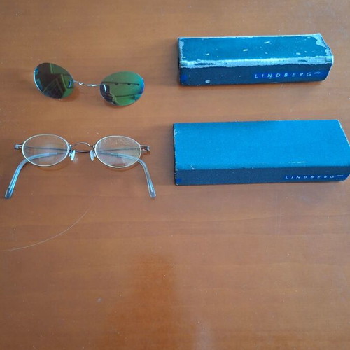 Lindberg frame with clip-on sunglasses, like new