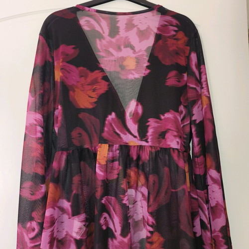 Αέρινη μπλούζα Shein με ροζ floral σχέδιο και ελαφριά διαφάνεια, καινούργια