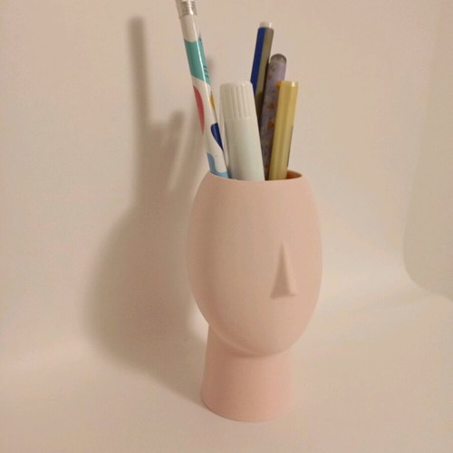 Modern pink pencil holder new, 3D printed