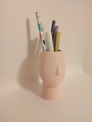 Modern pink pencil holder new, 3D printed
