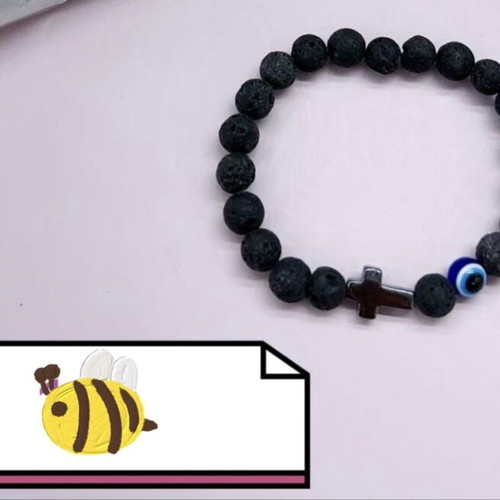 Bracelets with lava stones black, new