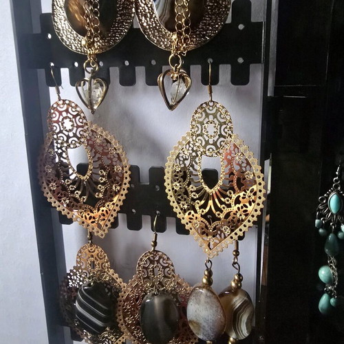 Stainless steel earrings new, pack of 4 pairs, gold color
