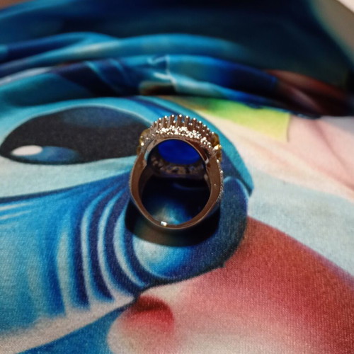Vintage ring with blue stone and silver-gold plating new