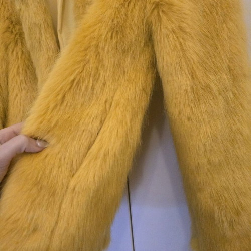 Bershka fur coat like new, yellow, size S