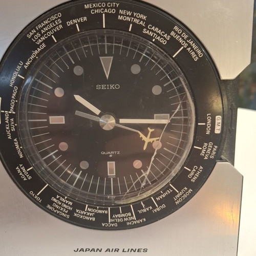 Seiko Seikosha Japan Airlines World Time Quartz Desk Clock used