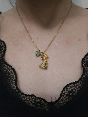 Steel Easter Bunny Necklace new handmade with heart and eye charm