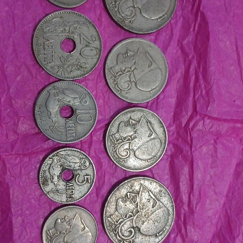 Collection of Old Greek Drachmas Coins used, Athena theme