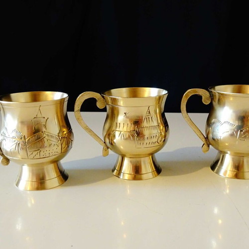 Brass Taj Mahal cups used, set of 6 pieces