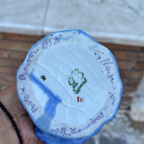 Collectible ceramic peacock vase used with gold details 1959
