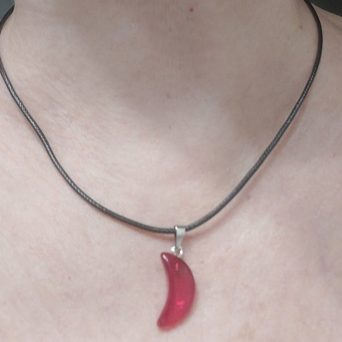 PU leather necklace like new, black and red, 45 cm + 5 cm extension