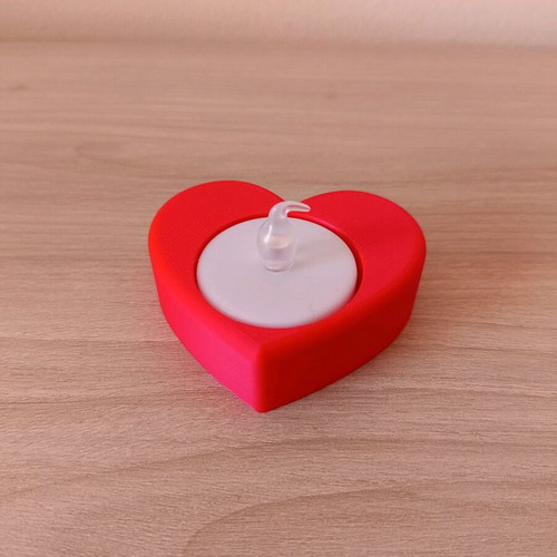 Heart tealight holder new, plastic, red