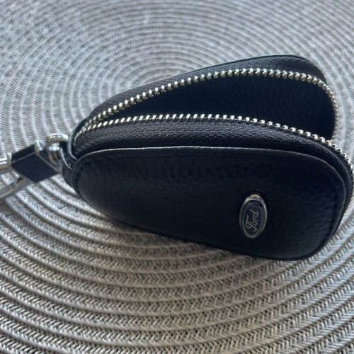 Leather car key cover for Ford new, black luxury design