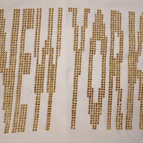 Zic Zac White Crop Top New York with Gold Rhinestones like new, One Size