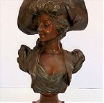  Άγαλμα κοπέλας μεταλλικό, γαλλικό, ενός αιώνα περίπου.