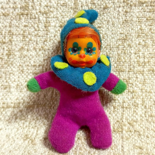 El Greco Mini Clown Bean Doll 80s Vintage New