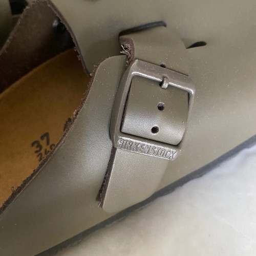 Birkenstock Boston mules, concrete gray leather