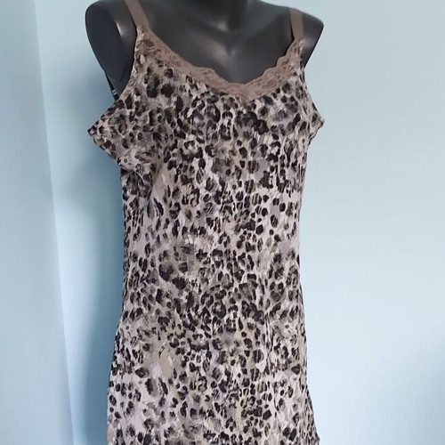 ZIZZI negligee nightdress used, elastic lace with leopard print