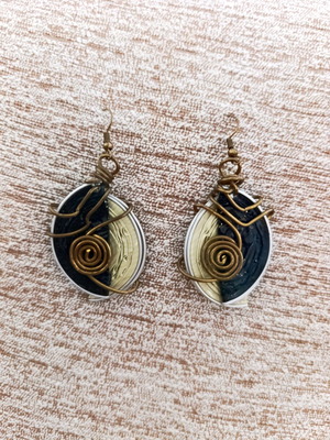 Handmade two-tone dangle earrings new