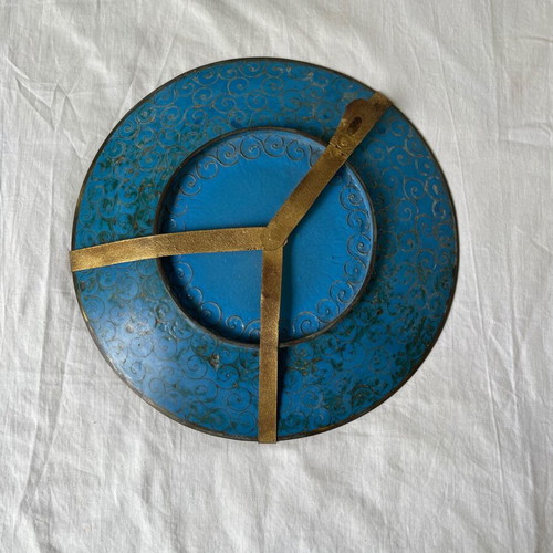 Japanese Meiji era cloisonné plate used, enamel on copper