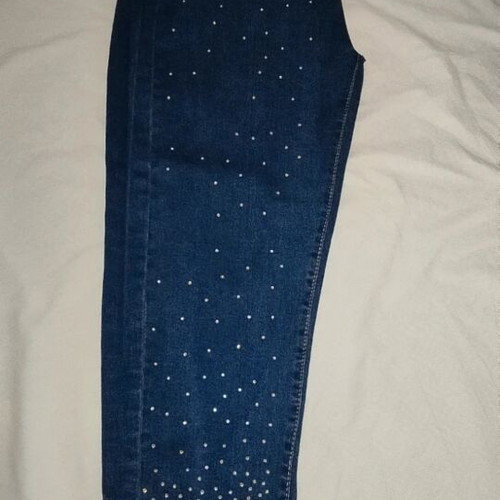 Blue denim jeans with rhinestones, size L / 40 / 12