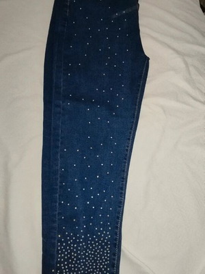 Blue denim jeans with rhinestones, size L / 40 / 12