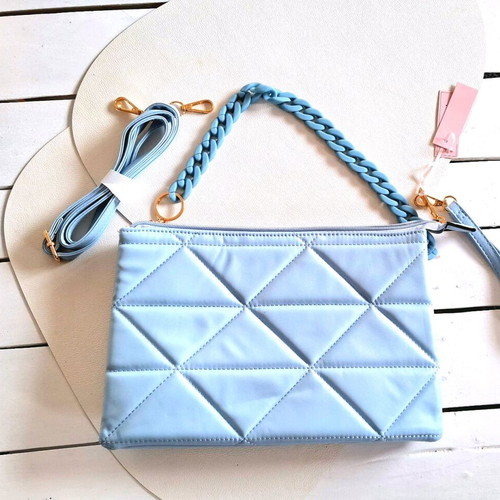 Leather shoulder bag A To Z Greek turquoise new with 3 different handles 35x25