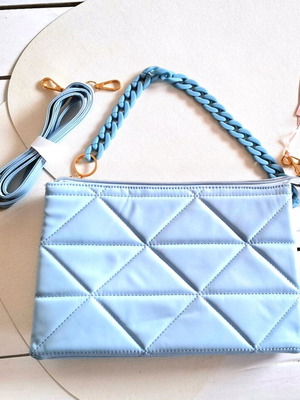 Leather shoulder bag A To Z Greek turquoise new with 3 different handles 35x25