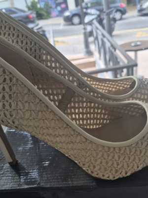 Sam Edelman straw pump beige 10cm like new