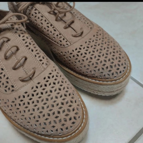 Oxfords platforms genuine leather shoes size 37 beige
