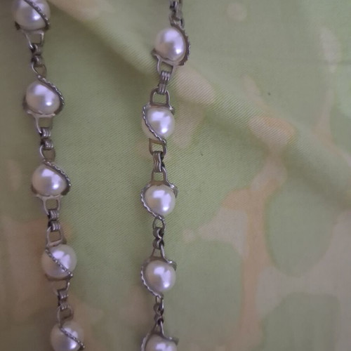 MAB London vintage pendant watch with long pearl necklace