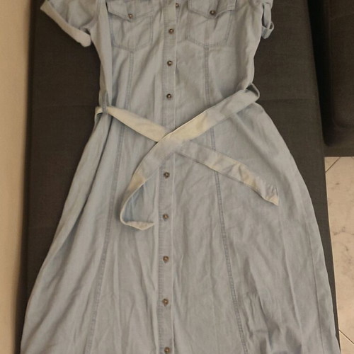 Stradivarius denim dress like new, midi, blue, size L