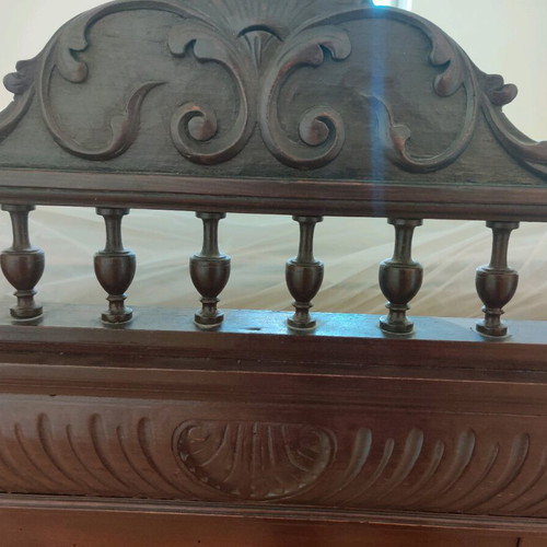 Cycladic furniture used, solid wood with carved details, two pieces