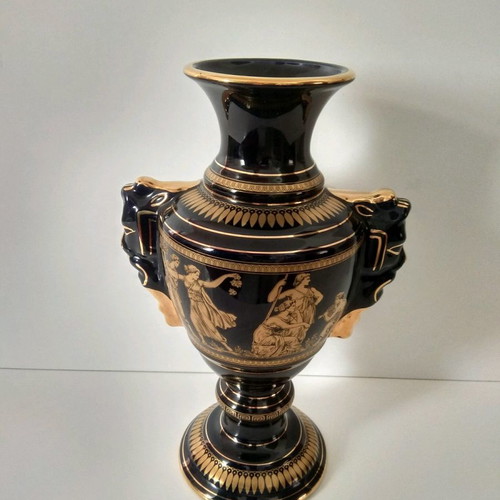 Decorative vase used, handmade, 24k gold plated