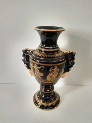 Decorative vase used, handmade, 24k gold plated