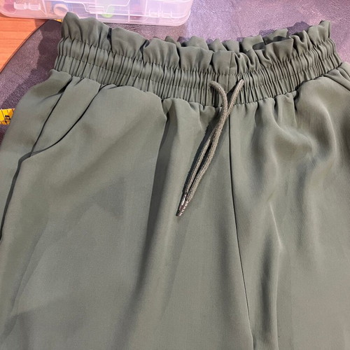 Viscose pants XL like new, dark green, high waist with elastic and drawstring