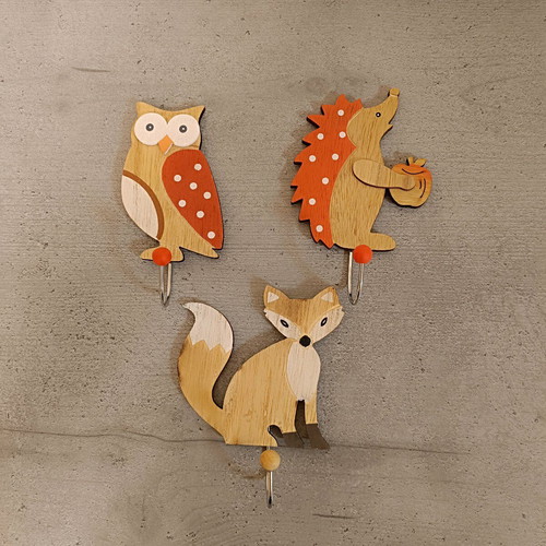 Children's animal wall hooks set of 3 new