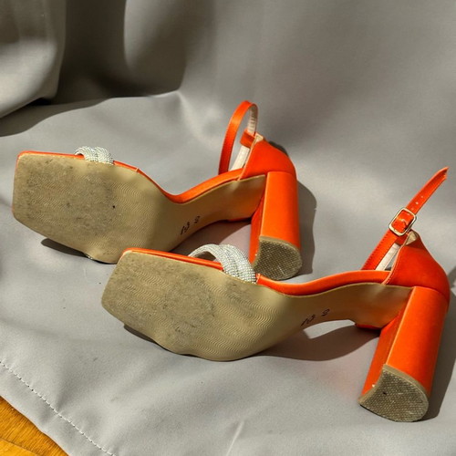 Franchesca Moretti women's orange sandals used with rhinestones