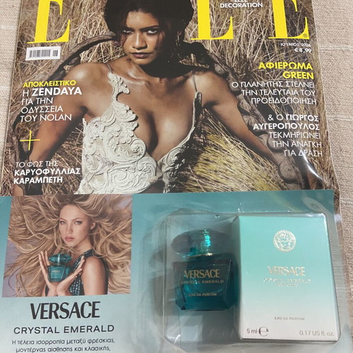 Magazine with Versace Crystal Emerald perfume gift new