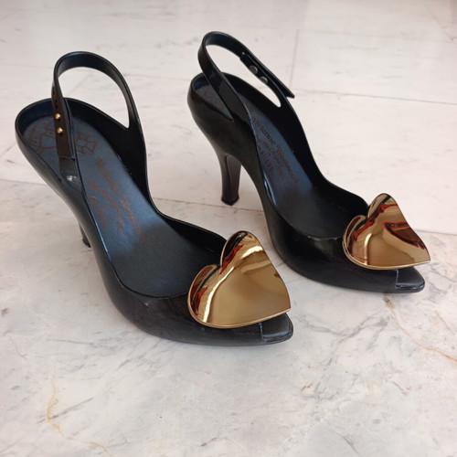 Vivienne Westwood x Melissa Lady Dragon black gold heart heels size 39