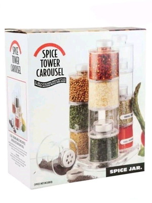 Spice tower carousel with 12 transparent jars new