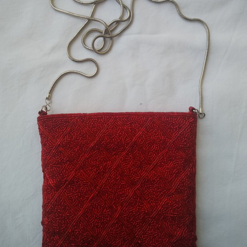 Marella crossbody bag used red glitter with silver strap