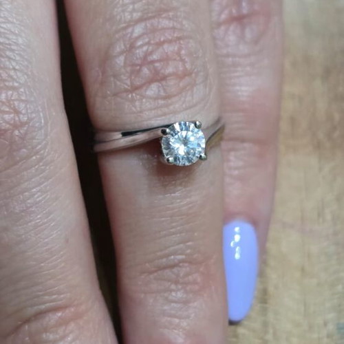 White Gold Solitaire Ring New with Zircon 585 Carat