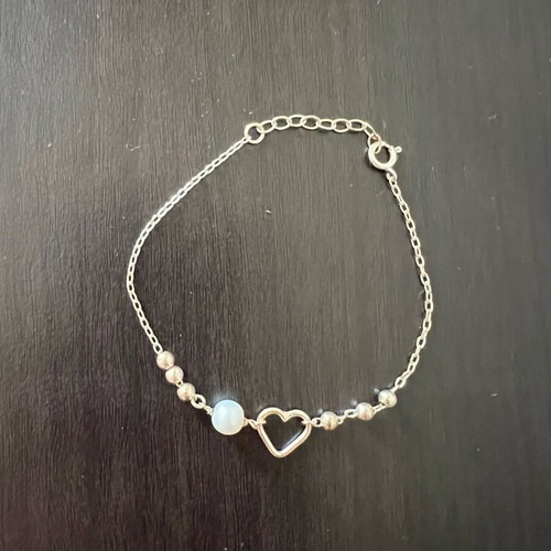 Lure jewellery silver bracelet new with heart and pearls