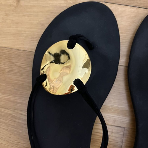 Flip flops with gold detail new, size 42, black