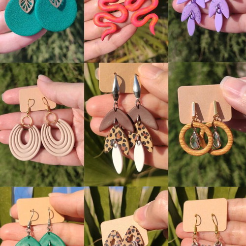 Handmade earrings new, pack of 4 pairs multicolored